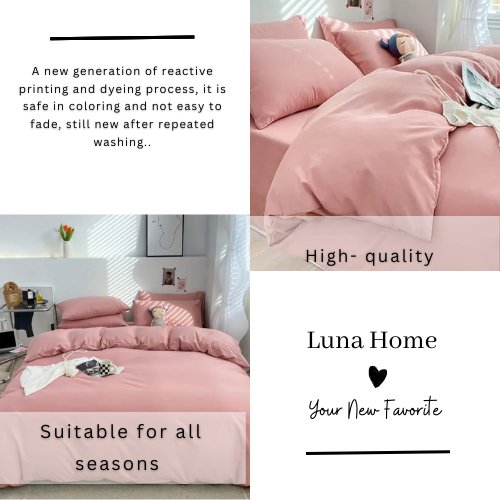 Basic Premium Queen/Double size, Set of 6 pieces, Duvet Cover Set, Old Pink color. - BusDeals