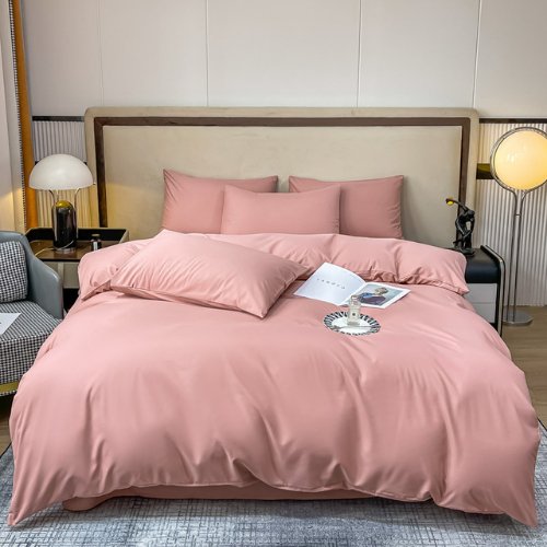 Basic Queen/Double size 6 pieces, Luna Home Premium Quality Duvet Cover Set. Old Pink color. - BusDeals