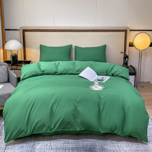 Basic Single Set of 4 Pieces, Luna Home Premium Quality Duvet Cover Set. Green color. - BusDeals