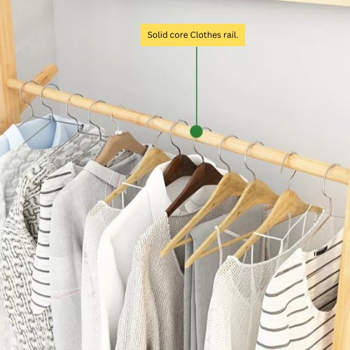 Bedroom Minimalist Clothes Rack Aesthetic Boutique Portable Clothes Rack Wheels, Bamboo Furniture. - BusDeals