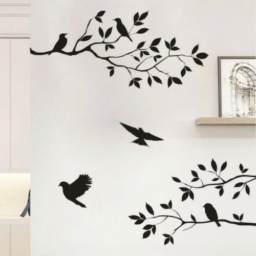 Bird leaves design, Vinyl wall decals home decor, Wall sticker - BusDeals