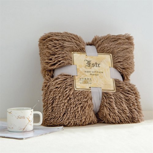 Blanket Soft Fluffy Fur Korean Style, Cappuccino. - BusDeals