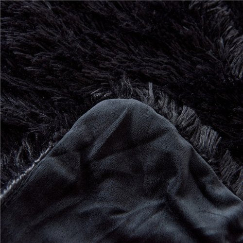 Blanket Soft Fur Fluffy Korean Style, Black Color. - BusDeals
