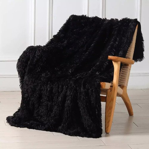 Blanket Soft Fur Fluffy Korean Style, Black Color. - BusDeals