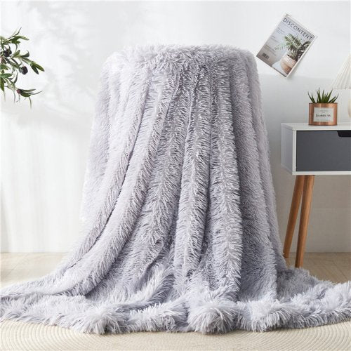 Blanket Soft Fur Fluffy Korean Style, Grey Color. - BusDeals