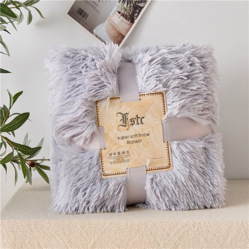 Blanket Soft Fur Fluffy Korean Style, Grey Color. - BusDeals