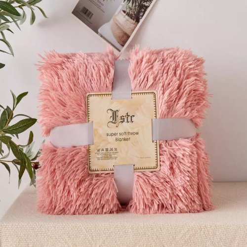 Blanket Soft Fur Fluffy Korean Style, Old Rose Color. - BusDeals