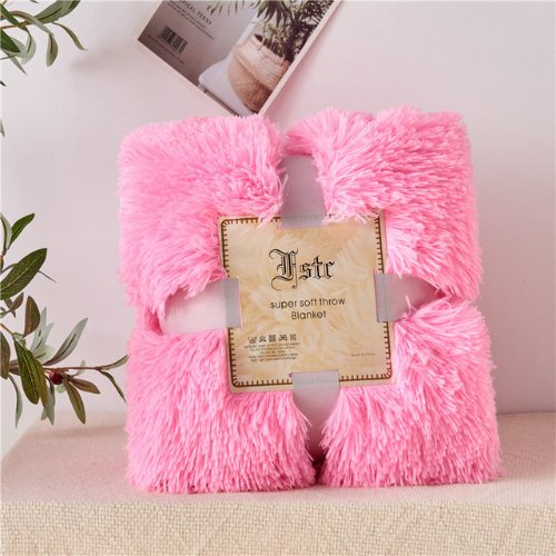 Blanket Soft Fur Fluffy Korean Style, Pink Color. - BusDeals