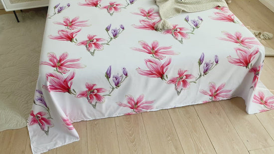 3 Pieces bedsheet set, Floral design white color - BusDeals Today