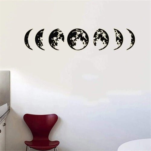 Creative moon phase 3D design wall decals home decor, Wall sticker black color - BusDeals