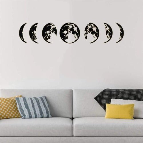 Creative moon phase 3D design wall decals home decor, Wall sticker black color - BusDeals