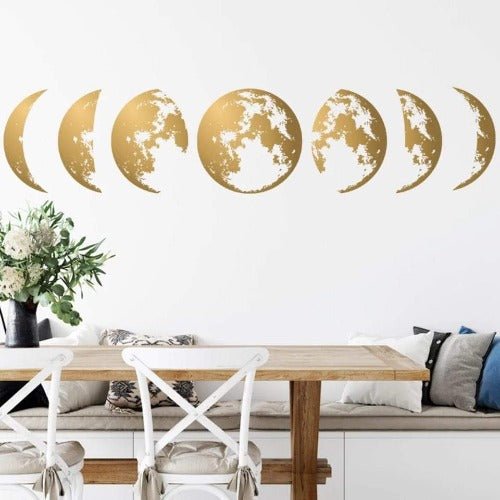 Creative moon phase 3D design wall decals home decor, Wall sticker gold color - BusDeals
