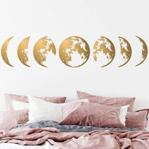 Creative moon phase 3D design wall decals home decor, Wall sticker gold color - BusDeals