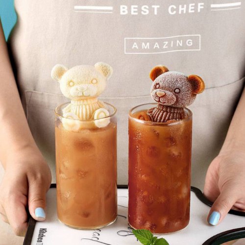 Cute Bear Ice Cube Mold, Silicone Animal Mold Ice Cube for DIY Iced Coffee Milk Tea Beverage Drink Decoration Reusable. - BusDeals