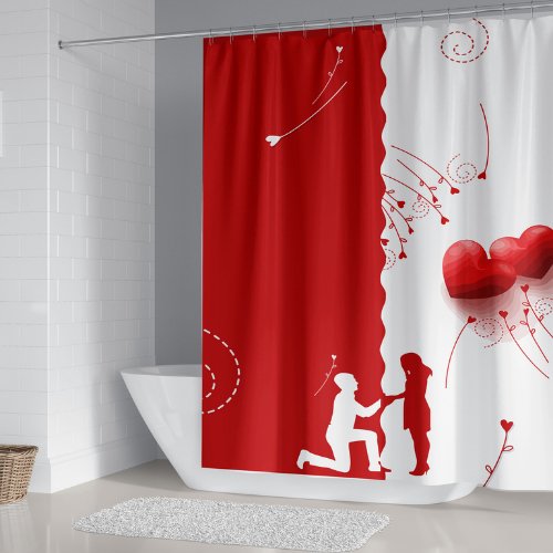 Cute Couple Design, Shower Curtain with 12 hooks. - BusDeals