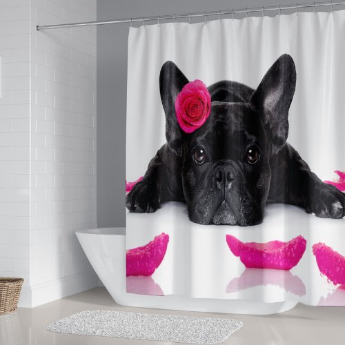 Cute Dog Design, Shower Curtain with 12 Hooks. - BusDeals