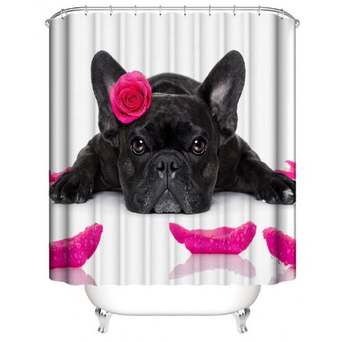 Cute Dog Design, Shower Curtain with 12 Hooks. - BusDeals
