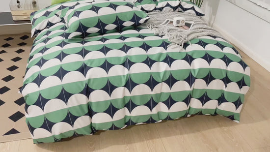 ingle size 4 pieces Bedding Set without filler, Circle Design Green Color, Busdeals Today