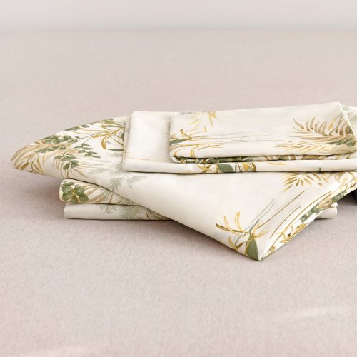 Deluxe Single Size 4 Pieces Soft Quality Korean Style, Duvet Cover Set Leaves Design Bedding Set - BusDeals