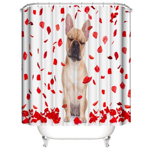 Dog Design, Shower Curtain with 12 Hooks. - BusDeals