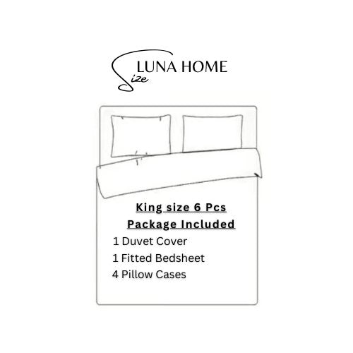 Faux Linen King Size 6 Pieces Bedding Set Without Filler, Plain Off White Color. - BusDeals