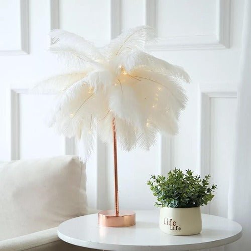 Feather tree lampshade lights , Creative bedroom decoration pearl white color - BusDeals
