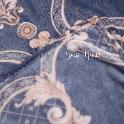 Fleece Blanket 200*230cm Super Soft Throw Elegant Bohemia Design, Gray-Blue Color. - BusDeals