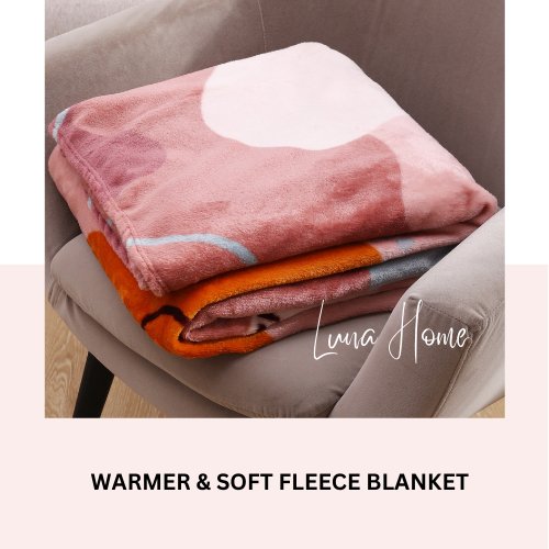 Fleece Blanket 200*230cm Super Soft Throw Geometric Design, Old Rose Color. - BusDeals