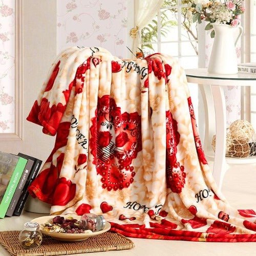 Fleece blanket, floral design. - BusDeals