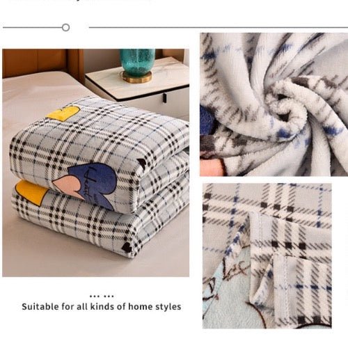 Fleece blanket, Light Gray Color with Hearts Design - BusDeals