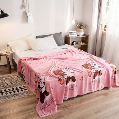 Fleece blanket, Pink Color Bear Design - BusDeals