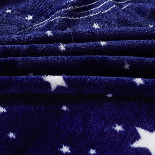Fleece Blanket, White Stars Design. - BusDeals