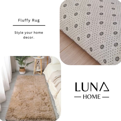 Fluffy Shag Fur Floor Rug, Cappuccino Color. - BusDeals