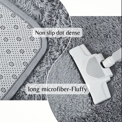 Fluffy Shag Fur Floor Rug, Light Gray Color. - BusDeals