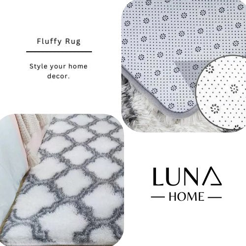 Fluffy Shag Fur Floor Rug, Print Gray Color. - BusDeals