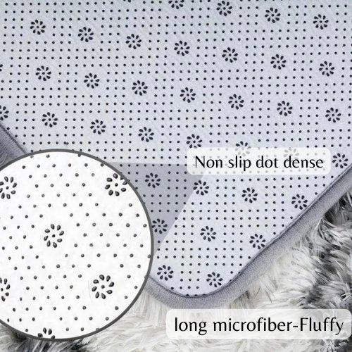 Fluffy Shag Fur Floor Rug, Print Gray Color. - BusDeals