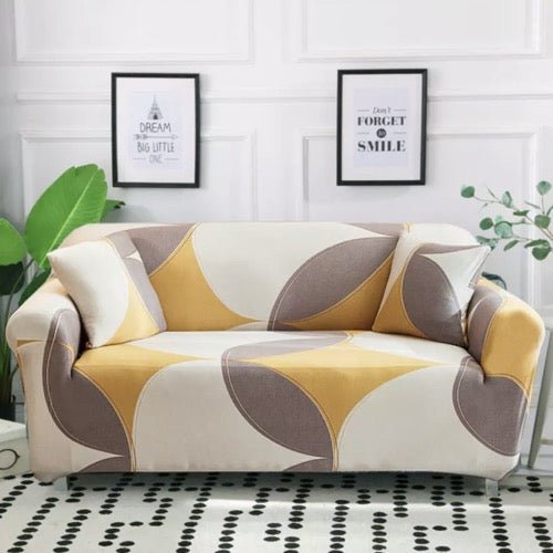 Four Seater Printed Yellow Bohemian Interior, Sofa Cover. - BusDeals