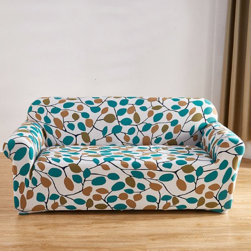 Four Seater Small Leaves Design, Stretchable Sofa Cover. - BusDeals