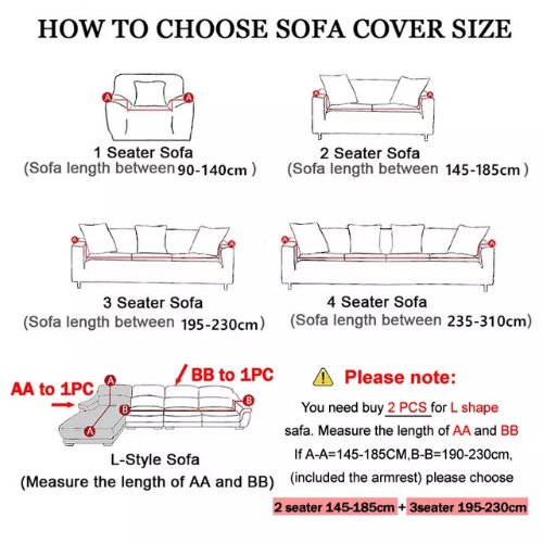 Four Seater Stretchable Sofa Cover, Geometric Design Black Color. - BusDeals