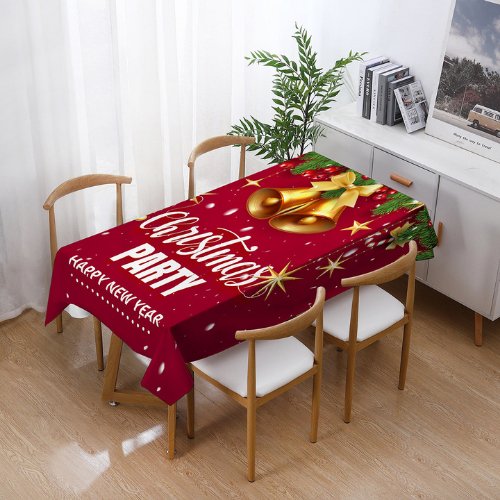 High quality christmas table linen cloth, Christmas bell design red color - BusDeals