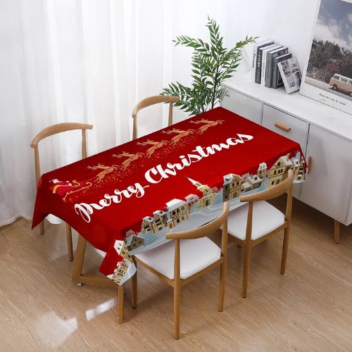 High quality christmas table linen cloth, Merry christmas design red color - BusDeals