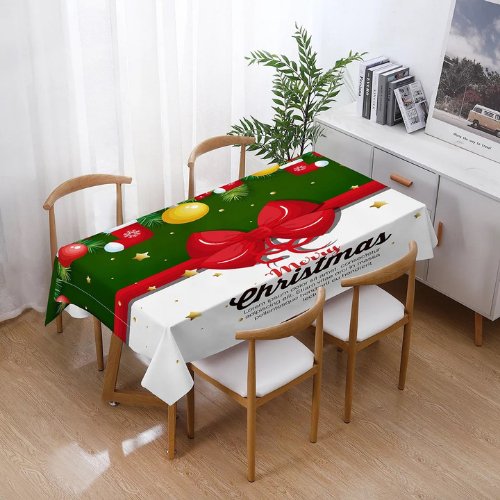 High quality christmas table linen cloth, Red ribbon design - BusDeals