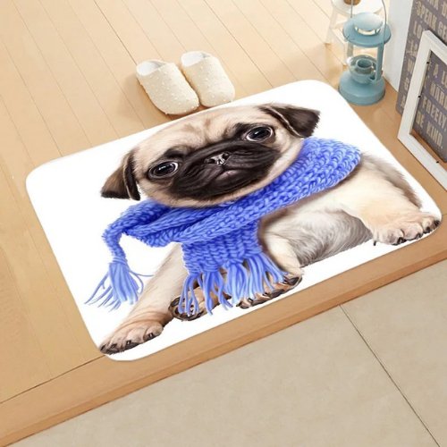 Home floor mat cute dog design, White color - BusDeals