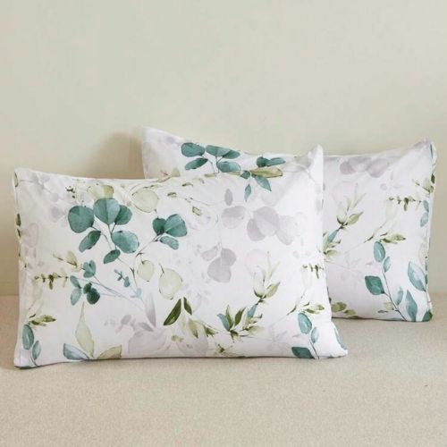 King Size 6 pieces, Green Leaves Design Bedding set. - BusDeals