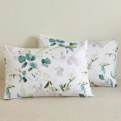 King Size 6 pieces, Green Leaves Design Bedding set. - BusDeals