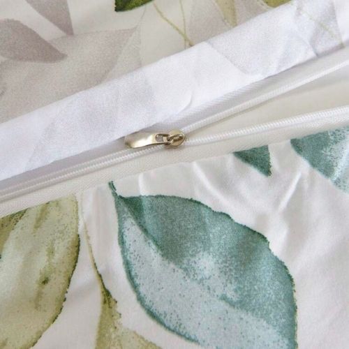 King Size 6 pieces, Green Leaves Design Bedding set. - BusDeals