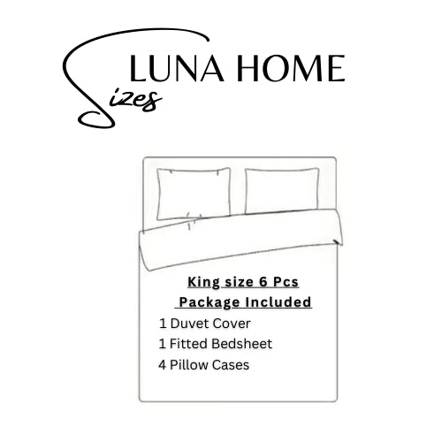 King Size 6 Pieces Premium Satin Stripe Duvet Cover, Solid Cream. - BusDeals