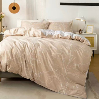 King Size 6 Pieces, Reversible Duvet Cover Set, Pine Brown Color, Twigs Design - BusDeals