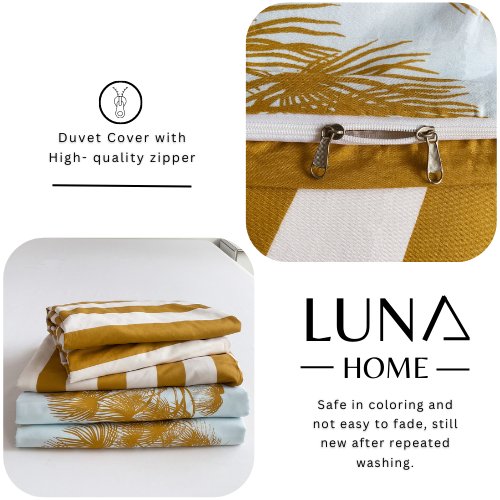 King Size 6 Pieces, Reversible Style Duvet Cover Set, Bohemia Design with Beige Color. - BusDeals