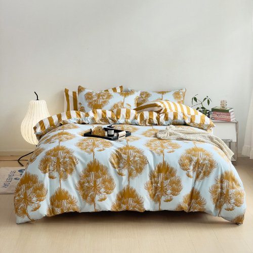 King Size 6 Pieces, Reversible Style Duvet Cover Set, Bohemia Design with Beige Color. - BusDeals